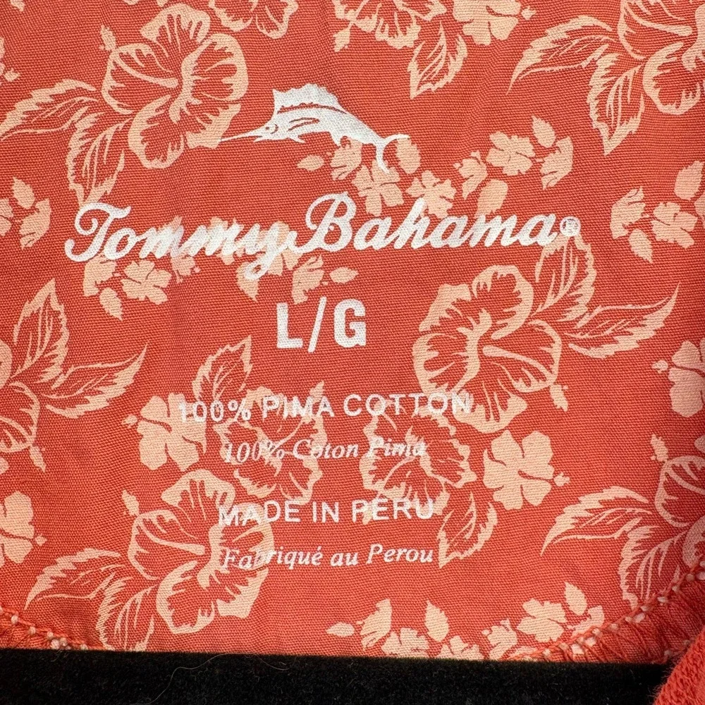 Tommy Bahama Shirt Men Lg Orange Polo Relaxation Specialist TB 93 Pima Cotton - Picture 2 of 10